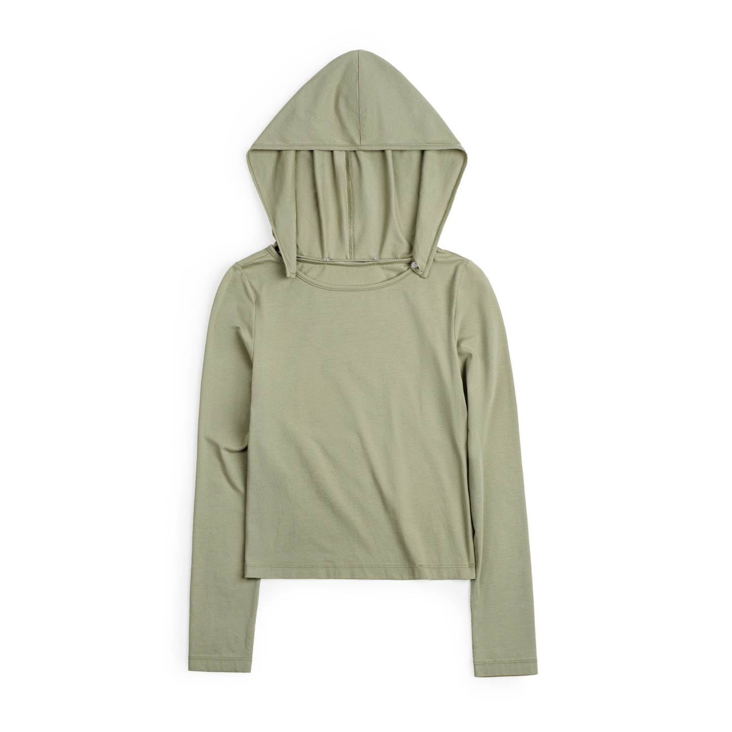 凉快輕薄款冰瓷棉凉感針織修身長袖連帽T恤罩衫上衣女士夏日