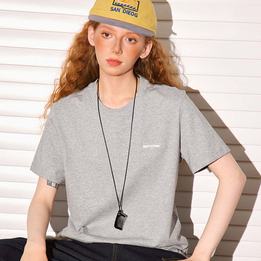 小標印花正肩短袖T恤女美式短款cleanfit凉感速幹上衣