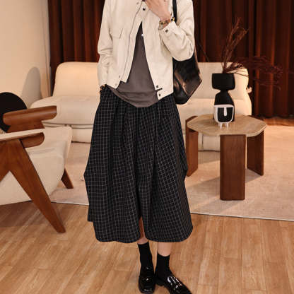 赫本風格子半身裙女2025新款高腰顯瘦中長款a字裙