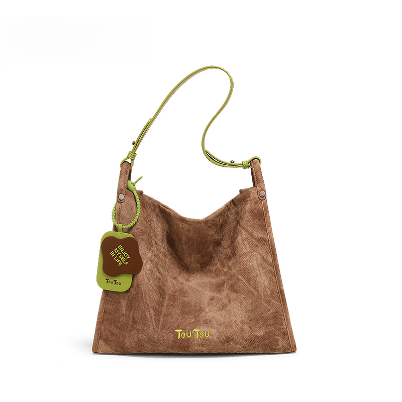 抹茶托特包冬季新款撞色大容量通勤質感百搭腋下大包包