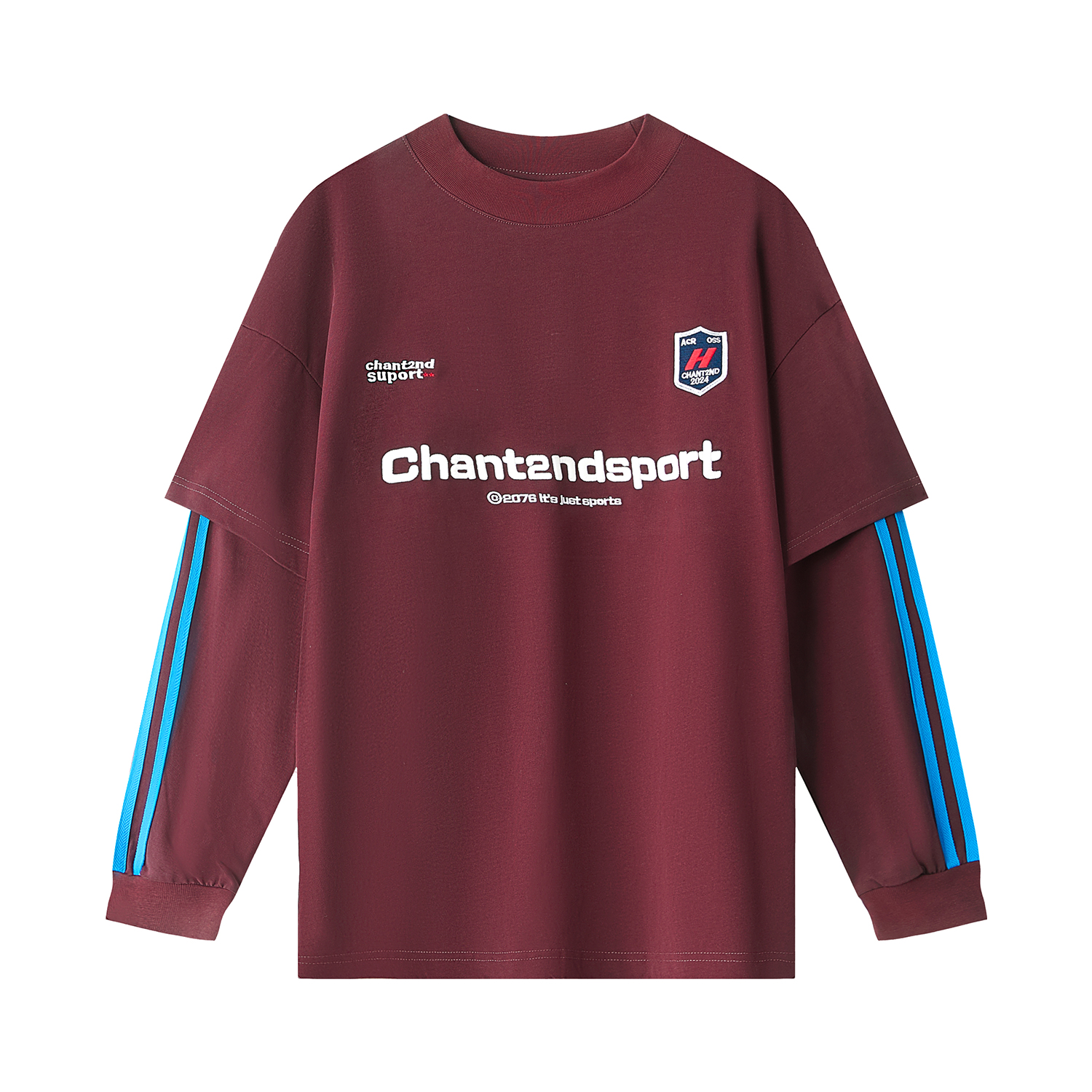 假兩件長袖t恤女早秋美式慵懶chic上衣寬鬆純棉球衣T恤