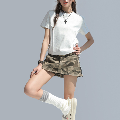 美式辣妹迷彩牛仔半身裙女夏季新款高腰顯瘦包臀短裙褲子