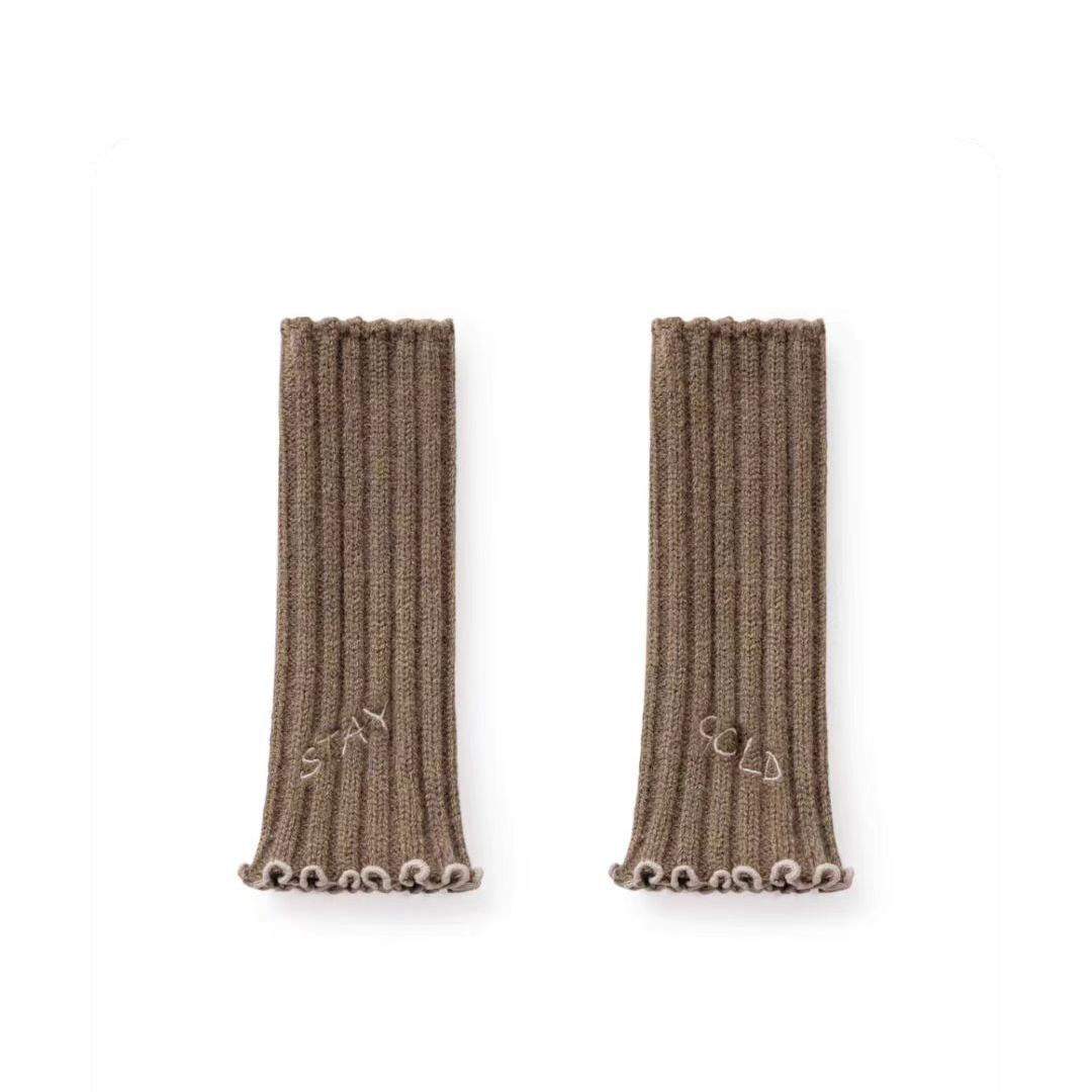 無指毛線手套加厚保暖露趾長款手臂袖套針織假袖子女士秋冬季