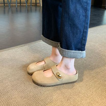 小金豆圓頭軟萌增高厚底瑪麗珍勃肯半拖鞋女夏季