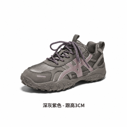復古厚底拼接休閒鞋｜網面／皮面