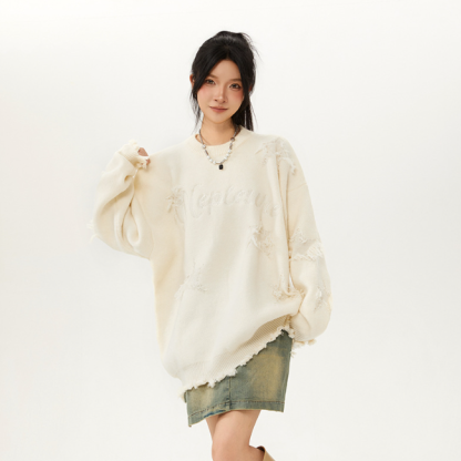 美式復古設計感針織衫毛衣女寬鬆慵懶氛圍感上衣冬季