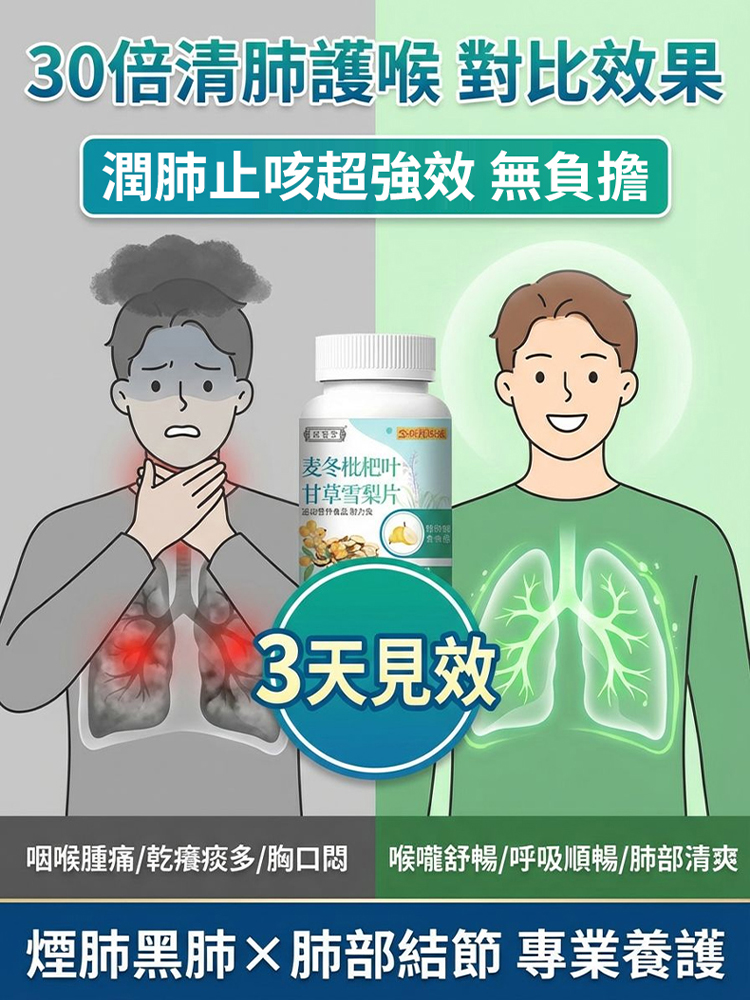 【3天化痰潤肺】麥冬枇杷葉甘草雪梨片
