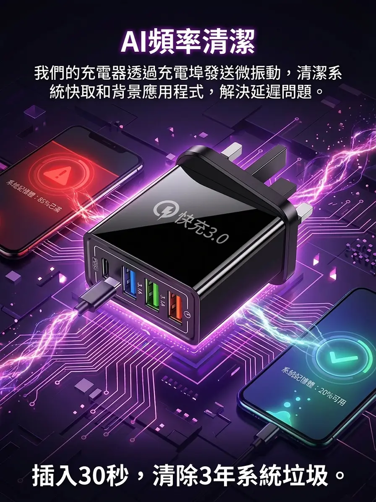 【提高手機續航】四口旅行充電器