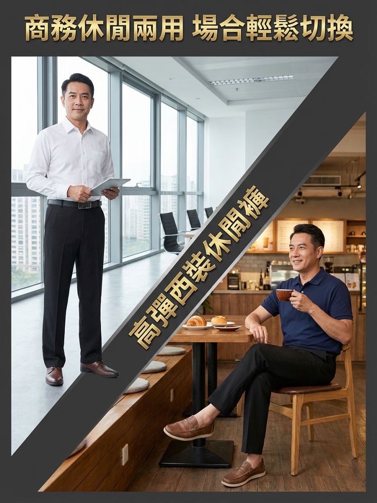 高彈西裝休閒褲