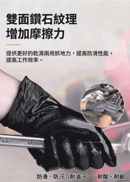 【專業防滑防割防穿刺】鑽石紋特厚丁晴手套
