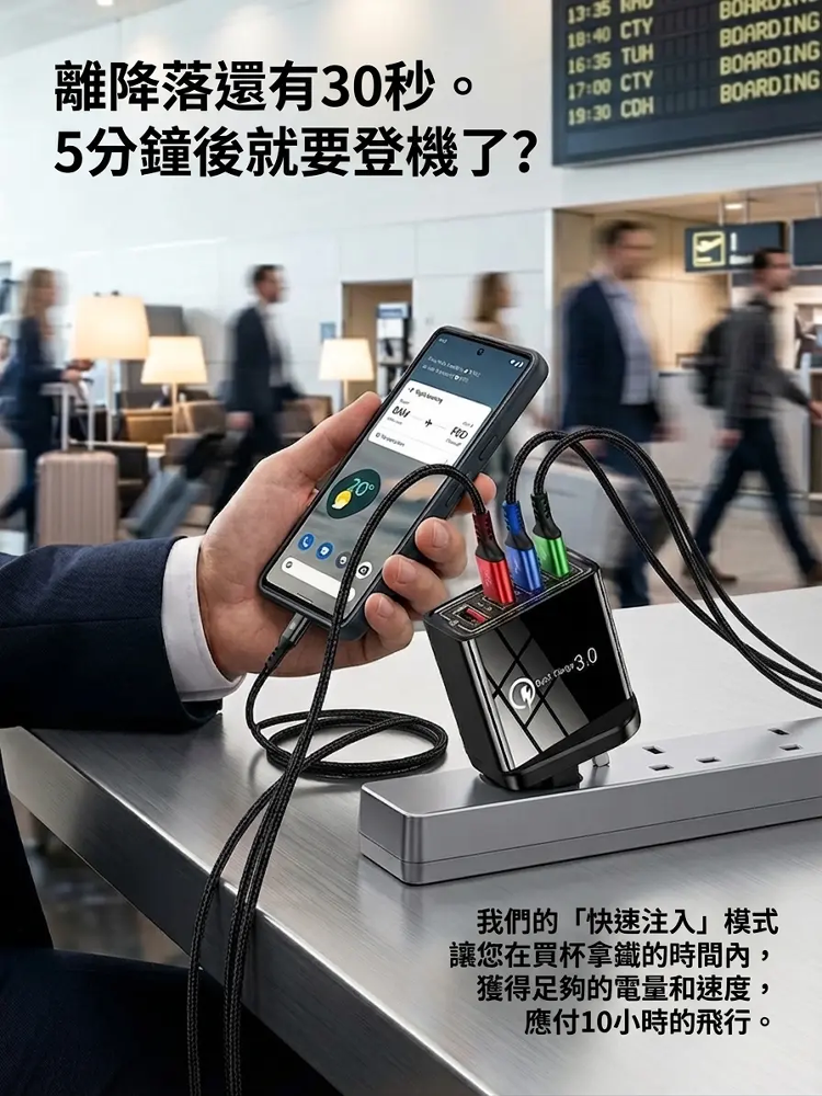 【提高手機續航】四口旅行充電器