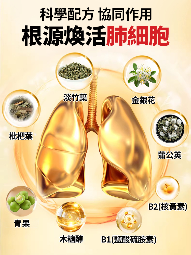 【肺部呼吸淨化片】金銀花枇杷青果片