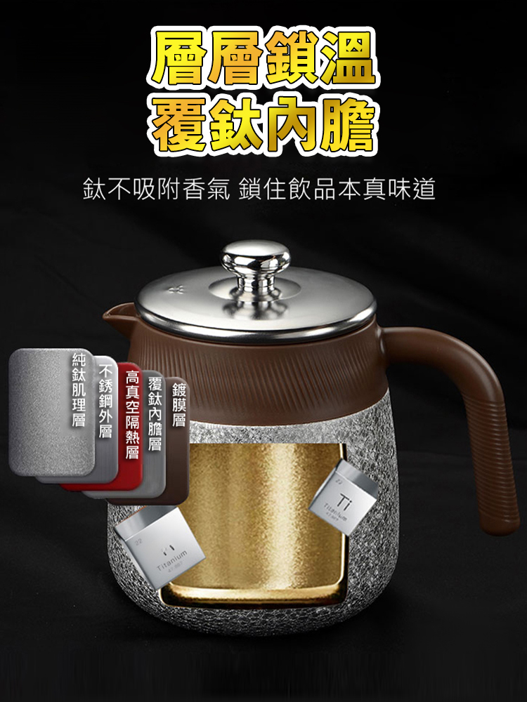 【茶水分離】不鏽鋼覆鈦內膽泡茶壺