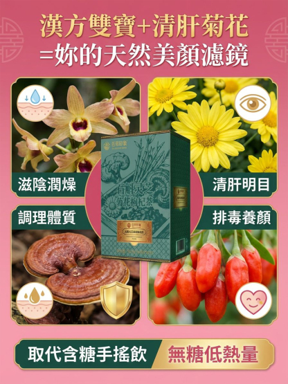 【漢方保肝明目神飲】極萃石斛靈芝九味茶 — 掃除爆肝黃臉、重現晶亮視界！