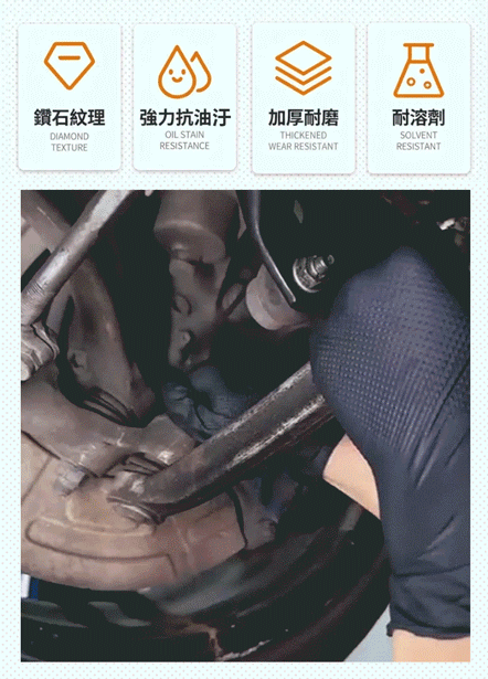 【專業防滑防割防穿刺】鑽石紋特厚丁晴手套