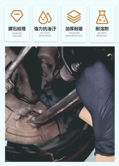 【專業防滑防割防穿刺】鑽石紋特厚丁晴手套