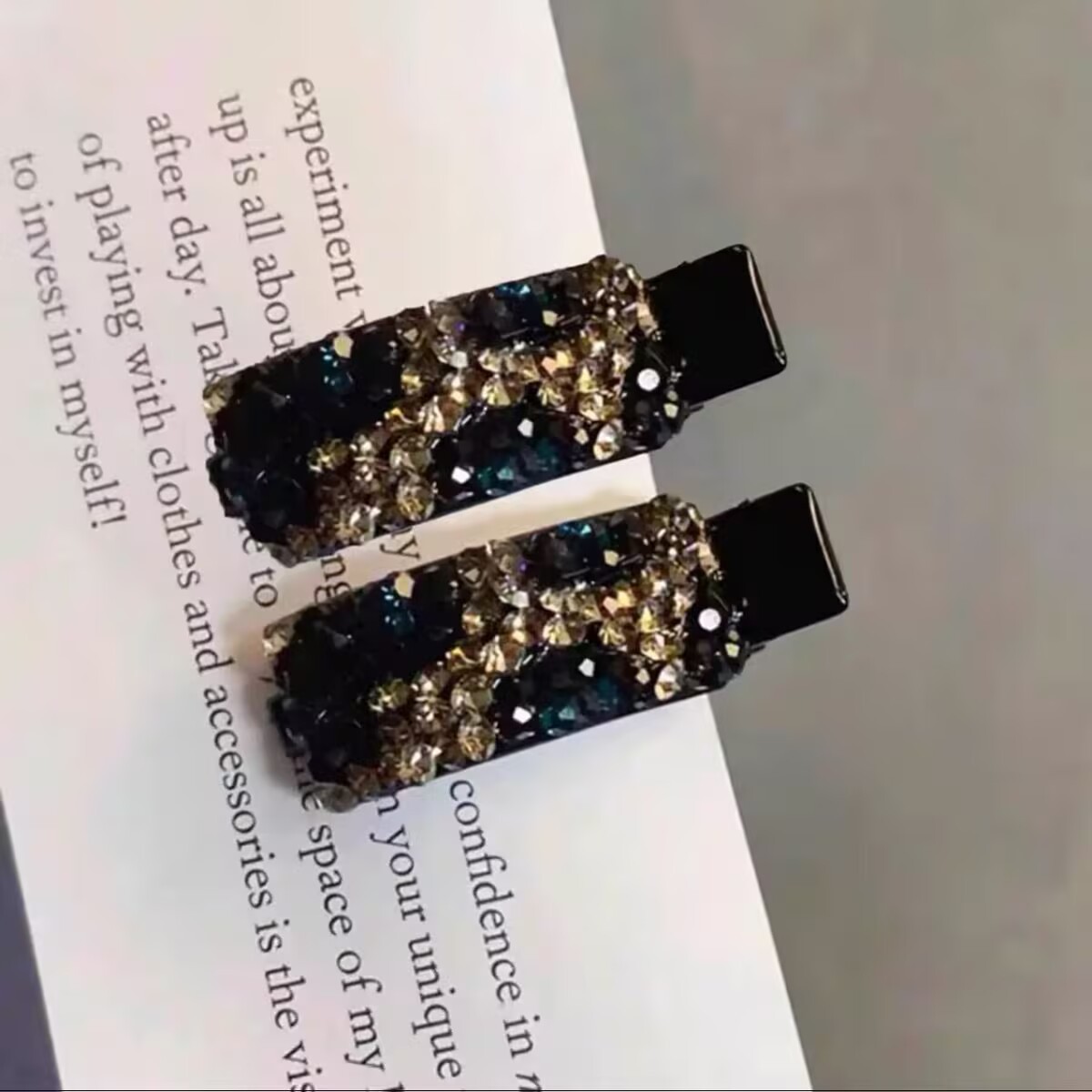 韓版氣質炫彩水鑽瀏海髮夾