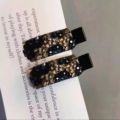 韓版氣質炫彩水鑽瀏海髮夾