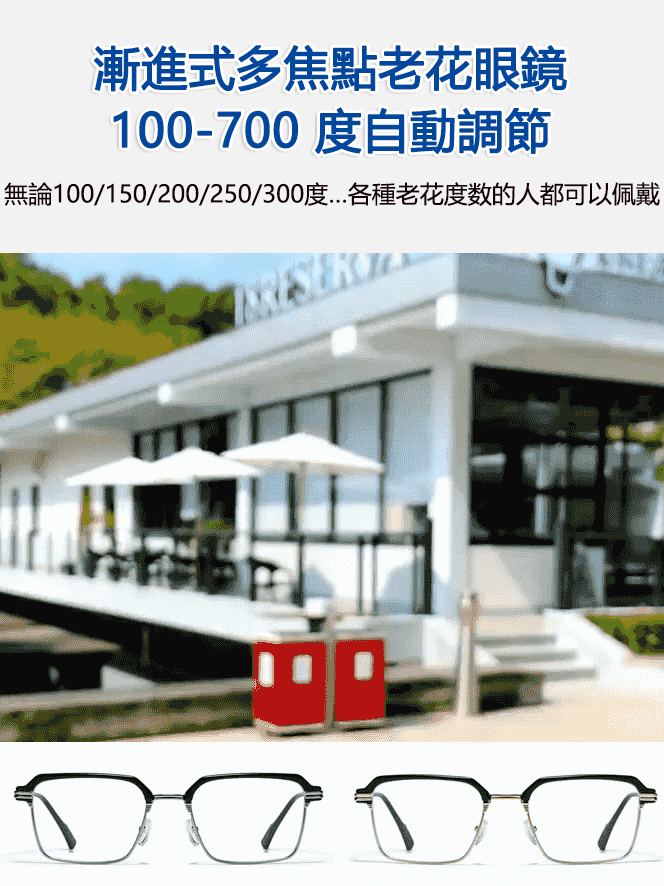 自動變焦光感變色防藍光老花眼鏡