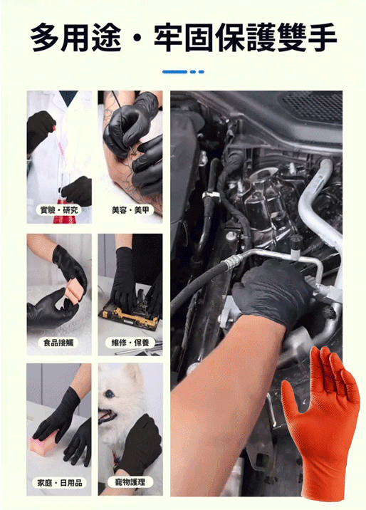 【專業防滑防割防穿刺】鑽石紋特厚丁晴手套