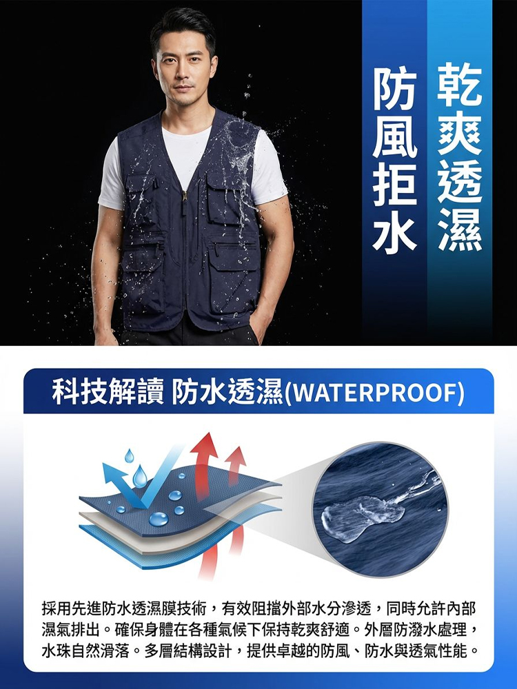 多口袋速乾透氣馬甲
