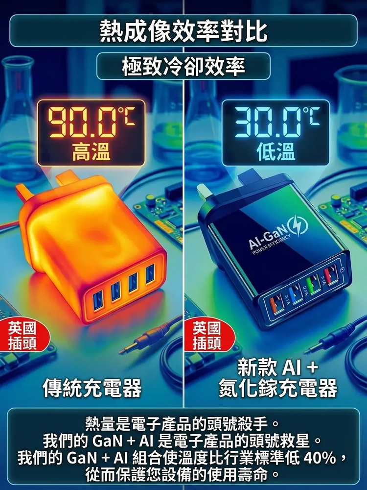 【提高手機續航】四口旅行充電器