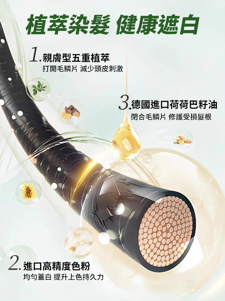 【輕鬆染】單劑植物染髮劑-白髮一洗黑，純植物配方