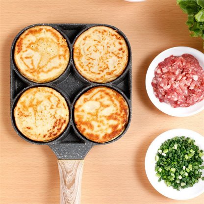 【質保十年】【日本進口】麥飯石四孔不粘早餐鍋