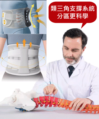 【加強型】久坐久站矯正護腰帶，人体仿生工学设计，多侧支撑你的腰部和腰肌，让你久坐不累腰