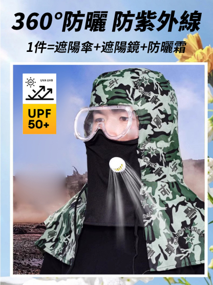 防塵耐磨透氣面罩披風帽，防塵防土，不管是戶外工作還是田園務農，必備