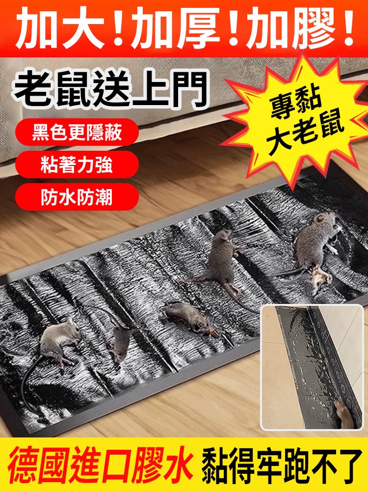 【1晚上抓1窩】超強力滅鼠魔毯，超大尺寸，可隨意剪裁放置地面等強力粘膠，滅絕老鼠