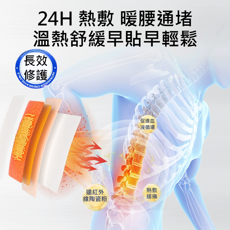 腰椎型遠紅外線磁療舒痛貼，多種古法草本精華，搭配遠紅外線磁療技術，深入骨髓直達病灶
