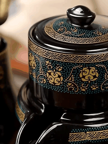 旋轉出水創意石磨自動茶具套裝