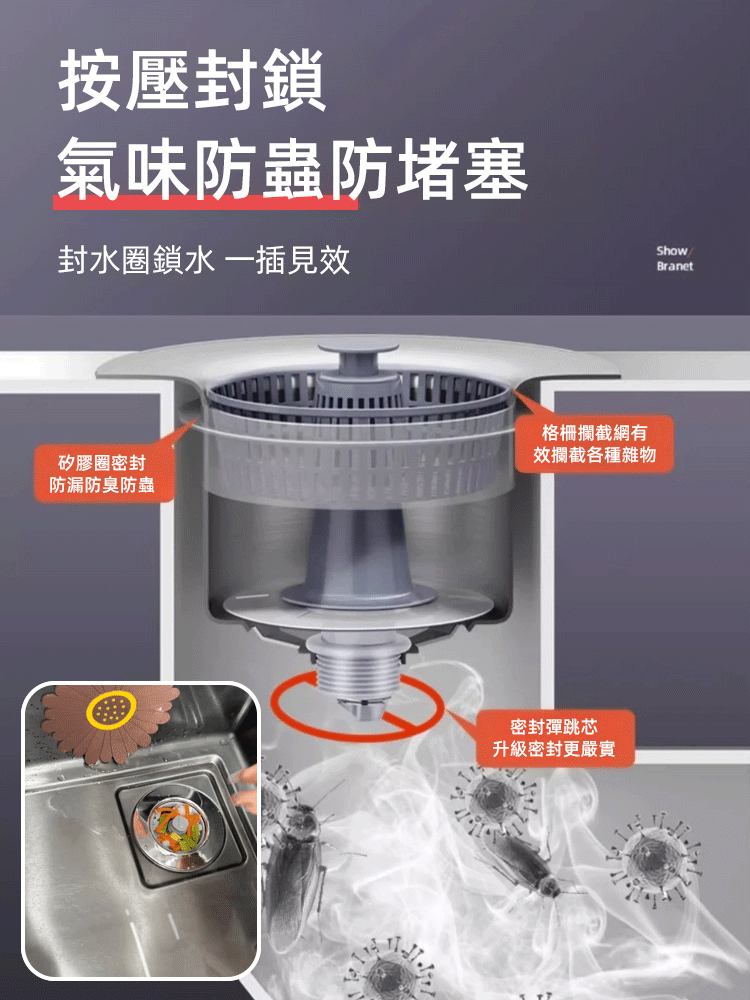 廚房水槽彈跳芯防堵塞下水器