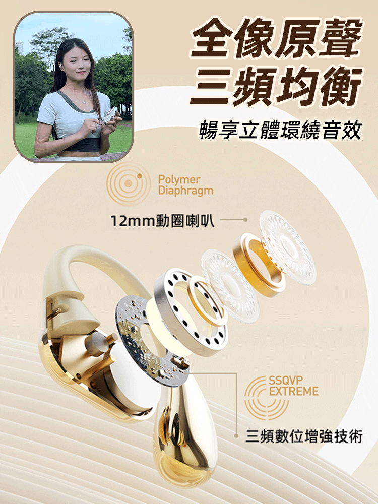 爆款掛耳式藍牙耳機，超長續航，無感掛耳式設計，不夾耳朵不塞耳機，尊享舒適享受