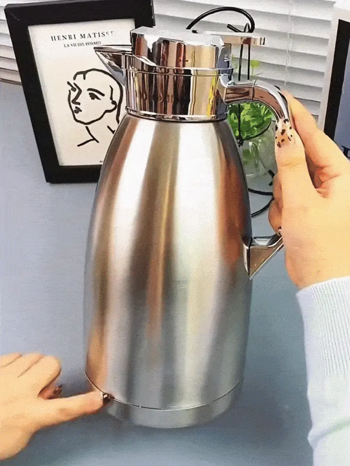 304不鏽鋼雙層保溫壺，能存熱水能泡茶，持久保溫不會涼，航太304不鏽鋼材質，家人放心