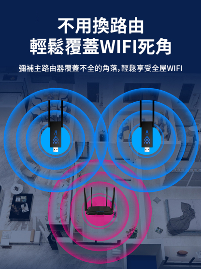 即插即用穿牆王5G千兆中繼路由訊號放大器