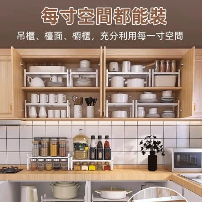 家用可伸縮分層置物架櫥櫃收納整理免釘分隔層架宿舍鐵藝整理架子