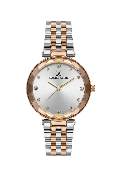 DANIEL KLEIN PREMIUM WOMEN SILVER - SUNRAY DIAL WITH STONE WATCH