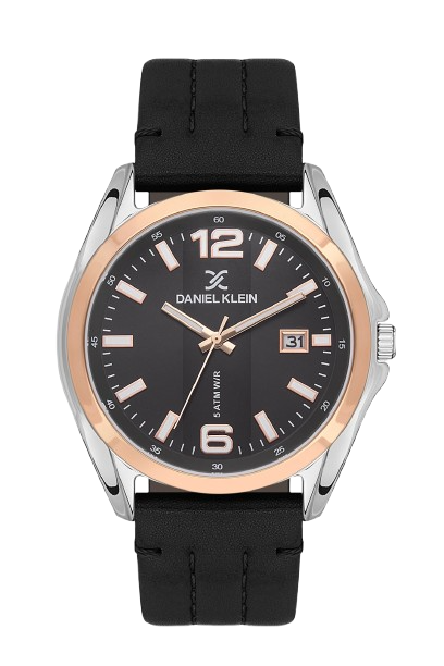 DANIEL KLEIN PREMIUM MEN GUN BLACK - MATT DIAL WITH REAL INDEX WATCH