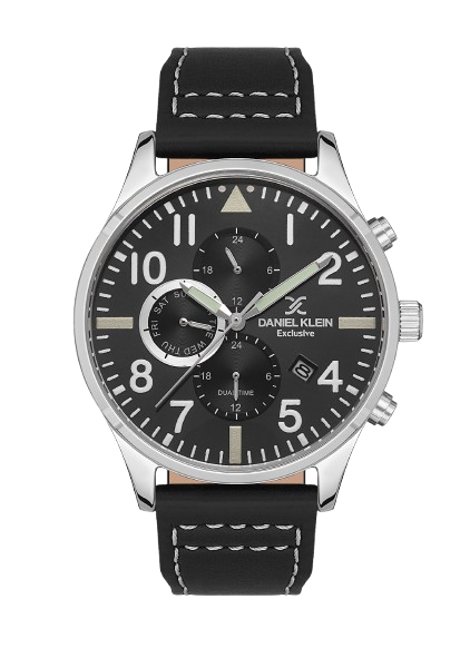 DANIEL KLEIN EXCLUSIVE MEN GUN BLACK - MATT DIAL WITH REAL INDEX WATCH