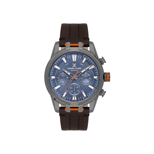 DANIEL KLEIN EXCLUSIVE MEN CHRONOGRAPH WATCH D.BROWN GENUINE LEATHER STRAP - DK.1.13803-2-MPT Watches | Buy Luxury & Branded Watches Online 