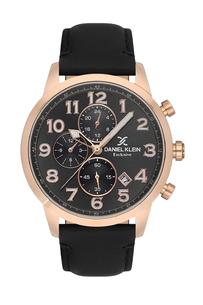 DANIEL KLEIN EXCLUSIVE MEN CHRONOGRAPH WATCH BLACK GENUINE LEATHER STRAP - DK.1.13833-4-MPT Watches | Buy Luxury & Branded Watches Online