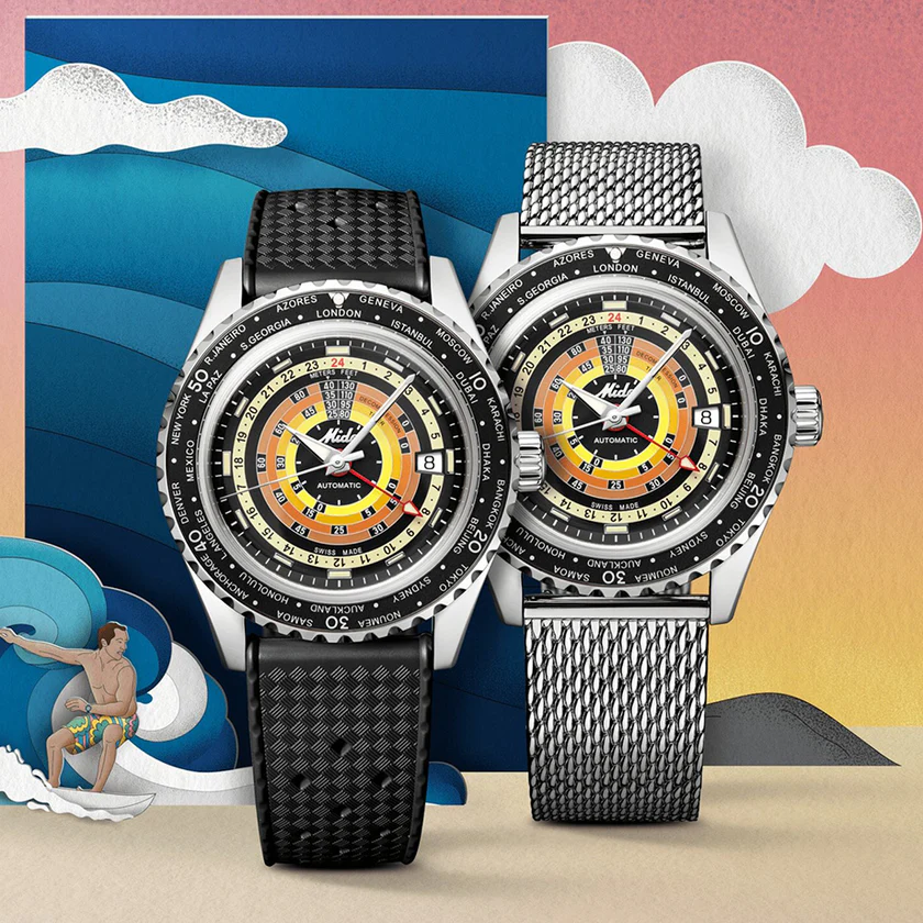 MIDO OCEAN STAR DECOMPRESSION WORLDTIMER