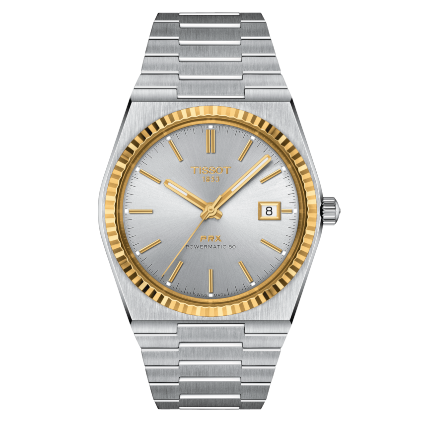 TISSOT PRX POWERMATIC 80 STEEL AND 18K GOLD BEZEL