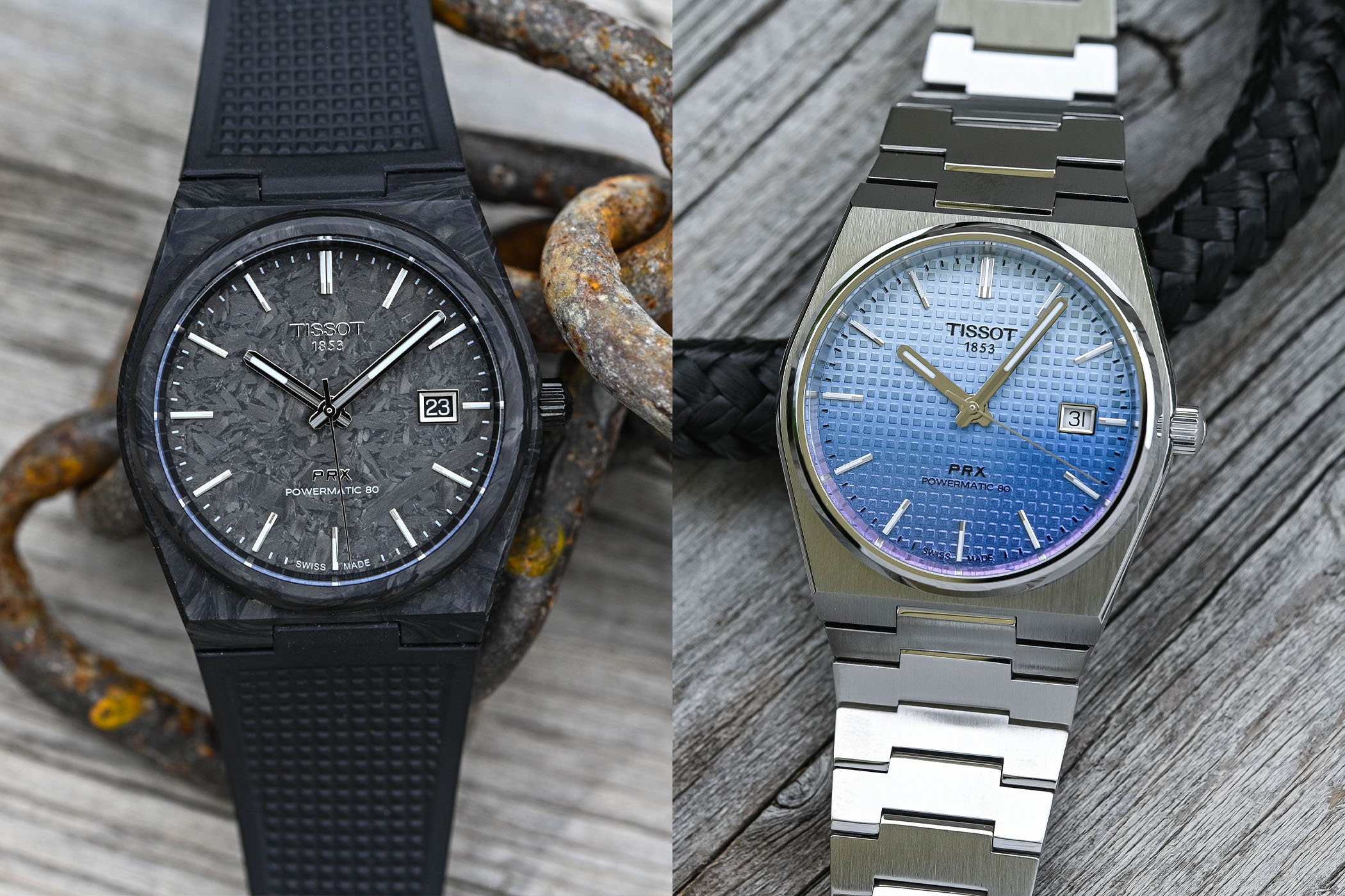 First Look: The Tissot PRX 40 Powermatic 80 with Gradient Dials or in Full  Forged Carbon