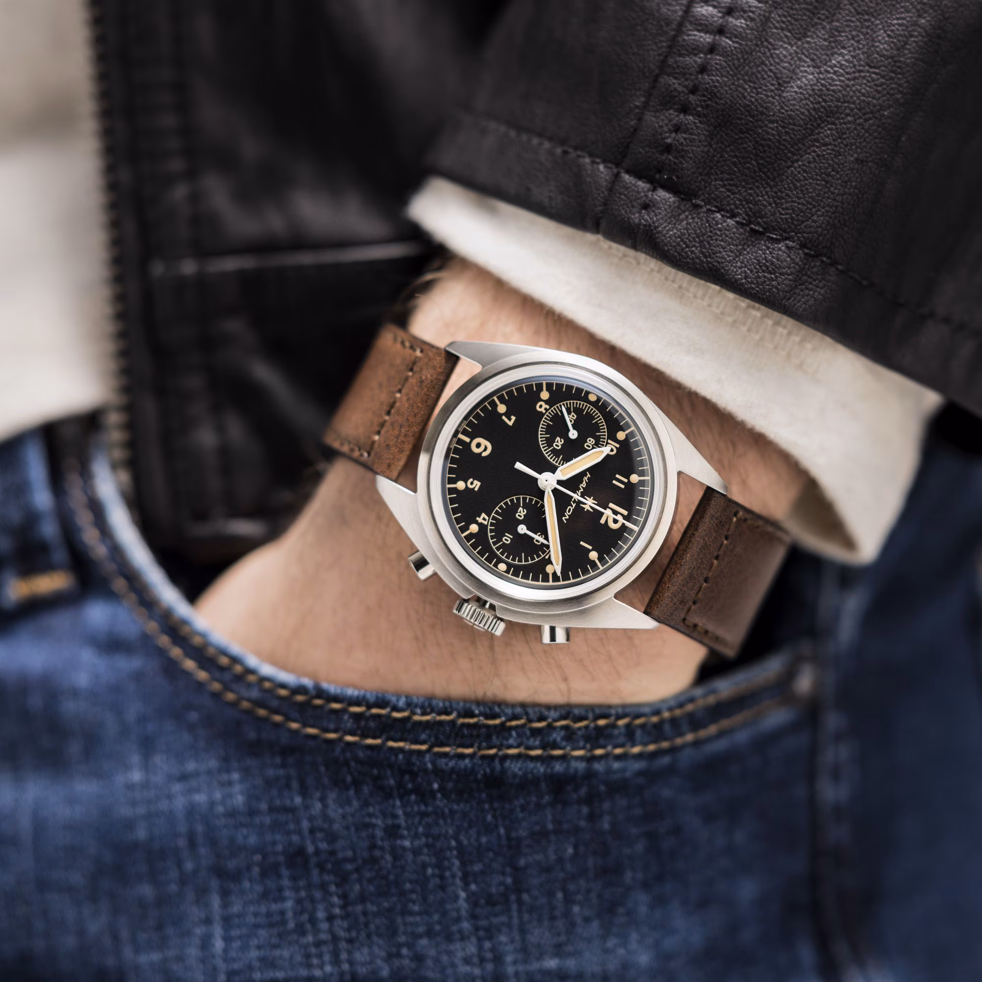 HAMILTON KHAKI AVIATION PILOT PIONEER MECHANICAL CHRONO