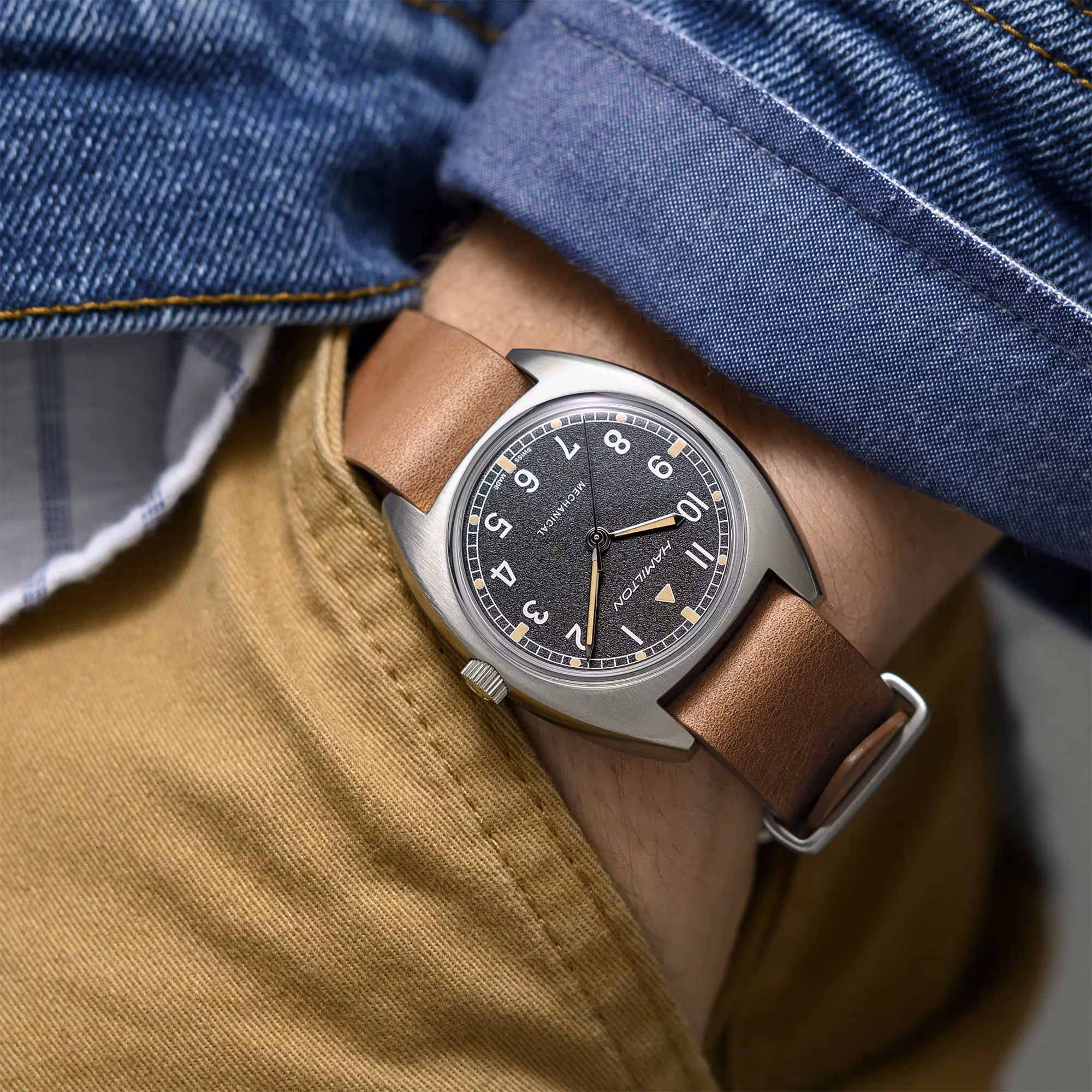 HAMILTON KHAKI AVIATION PILOT PIONEER MECHANICAL