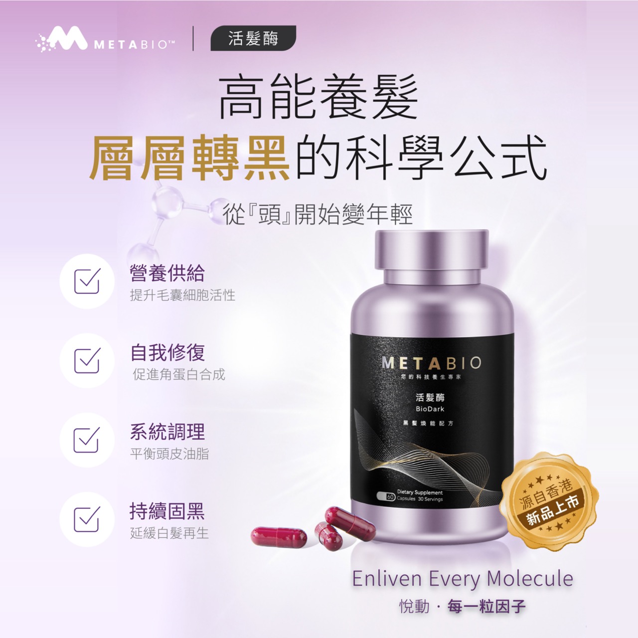 活髮酶 (60粒)｜BioDark (60 Capsules)