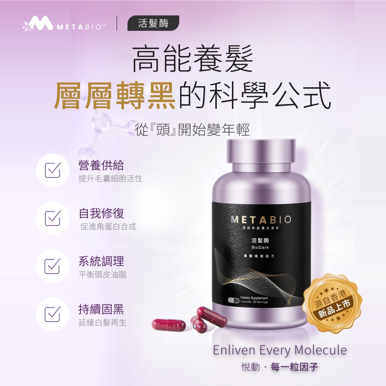 活髮酶 (60粒)｜BioDark (60 Capsules)